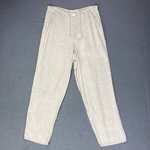 Flax Linen Pants Womens S Beige Lagenlook Classic Breathable Minimalist Casual